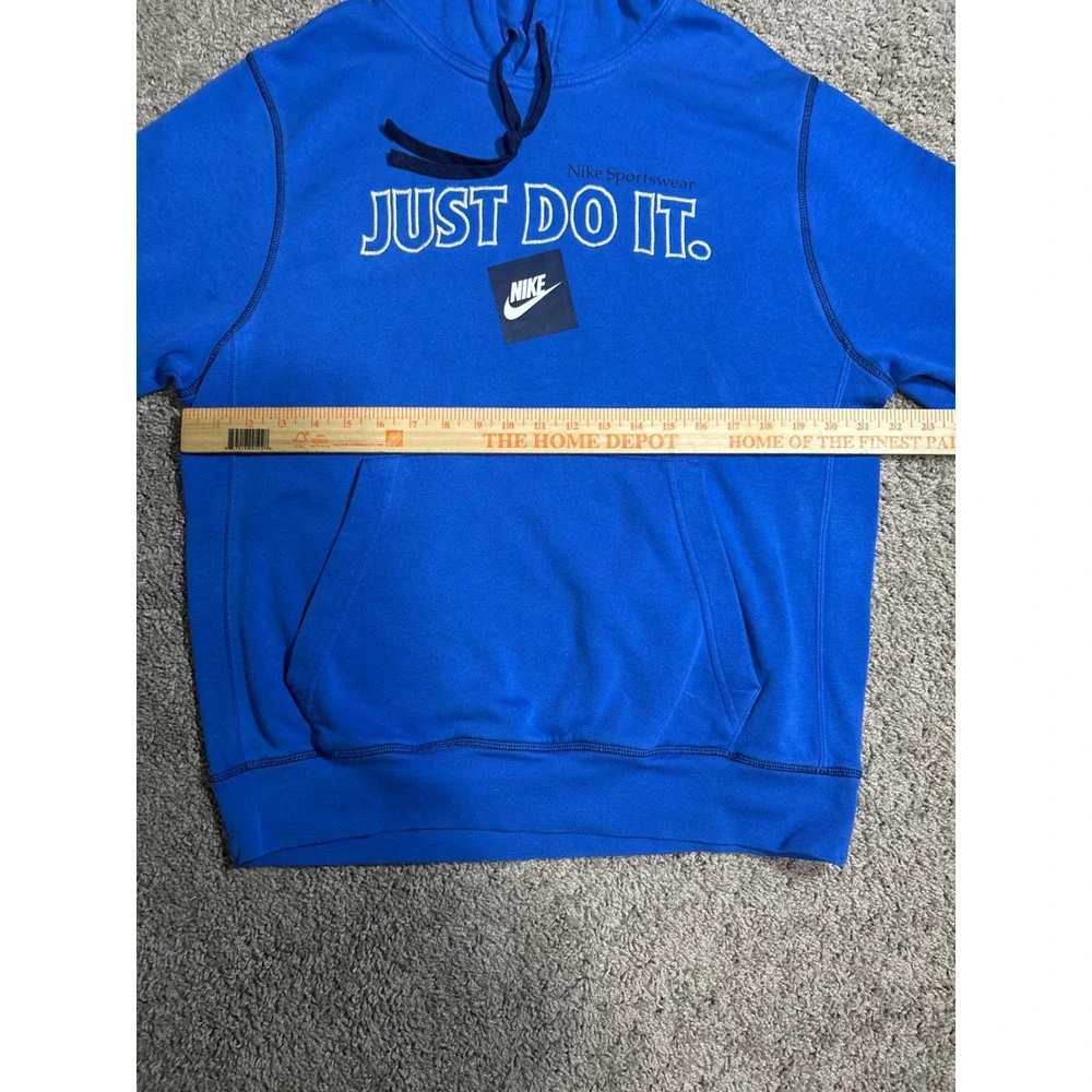 Nike Sportswear Just Do It Hoodie Mens Blue Pullover Sweatshirt Graphic Logo L